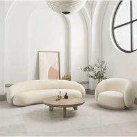 Modernes Weißes Kreisförmiges Gebogenes Sofa Minimalistisches Zeitgenössisches Bouclé Nordisches Samt Halbmond-Sofa-Set