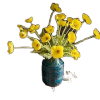 B-969 Bunga Buatan Besar 6 Tangkai Buket Poppy Sutra untuk Dekorasi Pernikahan, Pesta Rumah, Hiasan Meja (Kuning)