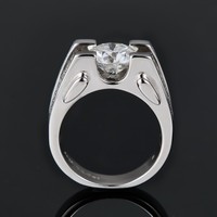 Prix de gros Stocks Moissanite Bagues en argent 925 Bijoux fins Bague en diamant avec corne de boeuf pour hommes