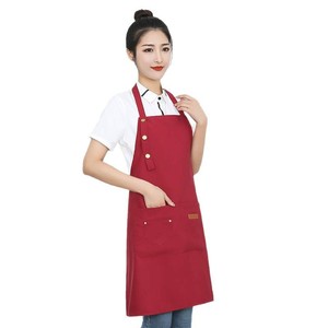 Canvas Waterproof <b>Apron</b> One Size Adjustable Halter Neck For Kitchen Restaurant Food Service With Logo Printing - Product Image 3
