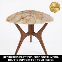 Table basse de luxe en quartz rose biologique moderne, table centrale en bois de noyer noir d'Amérique du Nord de qualité FAS supérieure pour salon