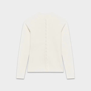 Veste en tricot blanche pour femme avec boutons décoratifs en forme de vague, fabrication sur mesure, chaude et décontractée - Product Image 5