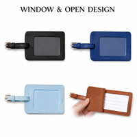 Etiqueta de Equipaje de Cuero PU con Logotipo Personalizado, Tarjeta de Identificación Personalizada, Etiquetas de Viaje con Protección de Privacidad para Maletas, Viajes de Negocios