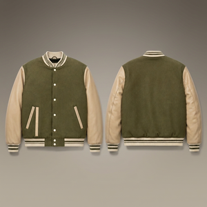 Blouson universitaire pour homme en laine avec manches contrastantes en cuir, personnalisable avec nom et numéro, vêtement de sport universitaire, fournisseur en gros - Product Image 2