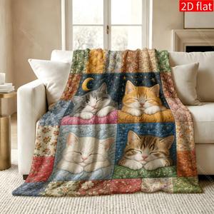 Manta de Franela con Dibujos Animados de Gatos, Manta para Siesta, Súper Suave, Lavable a Máquina, para Cama, Sofá, Personalizable con Impresión OEM OD 2 - Product Image 6