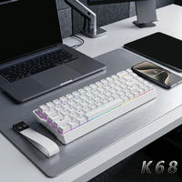 Clavier mécanique K68 OEM/ODM avec touches PBT, disposition 65 %, sans fil/tri-mode, rétroéclairage RGB pour le gaming