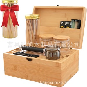 Bamboo Tobacco Storage <b>Box</b> With Glass Jars And <b>Rolling</b> <b>Tools</b> For Home Use And Gifting - Product Image 4