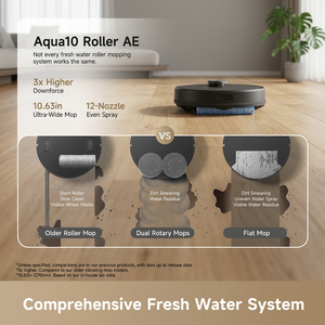 Fresh Water Battery-Powered HEPA Plastic <b>Roller</b> Robot Vacuum Cleaner 12 Nozzle Ultra Wide Mop 3x Higher Downforce App-Controlled - Product Image 2