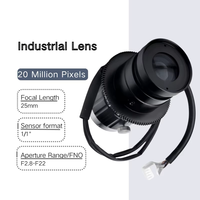 Industrial Lens 20MP 25mm F2.8-F22 1.1" C-Mount Motorized Iris Machine Vision Lens with Beam Modulation