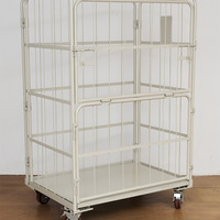 Chariot logistique pliable en acier pour entrepôt Chariot à palettes roulantes Transport Stockage Chariot poussoir en métal avec roues