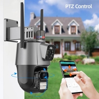 Caméra de sécurité extérieure sans fil 4G étanche P11 PTZ IP67, double objectif, capteur CMOS 360°, vision nocturne, audio bidirectionnel, 4MP, Cloud