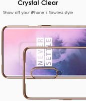Coque souple en TPU transparent élégant pour Oneplus 7 Pro avec bord lustré en métal