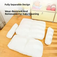 Coussin pour chien épais toutes saisons, style ouvert, chaud pour l'hiver, avec housse amovible et lavable ; Canapé pour chien en peluche rayé orange, adapté aux grands chiens