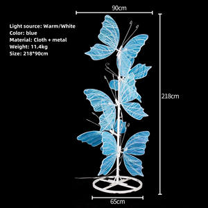 Colonne de papillons porte-bonheur en tulle 3D avec ailes lumineuses LED pour décoration de mariage - Product Image 3