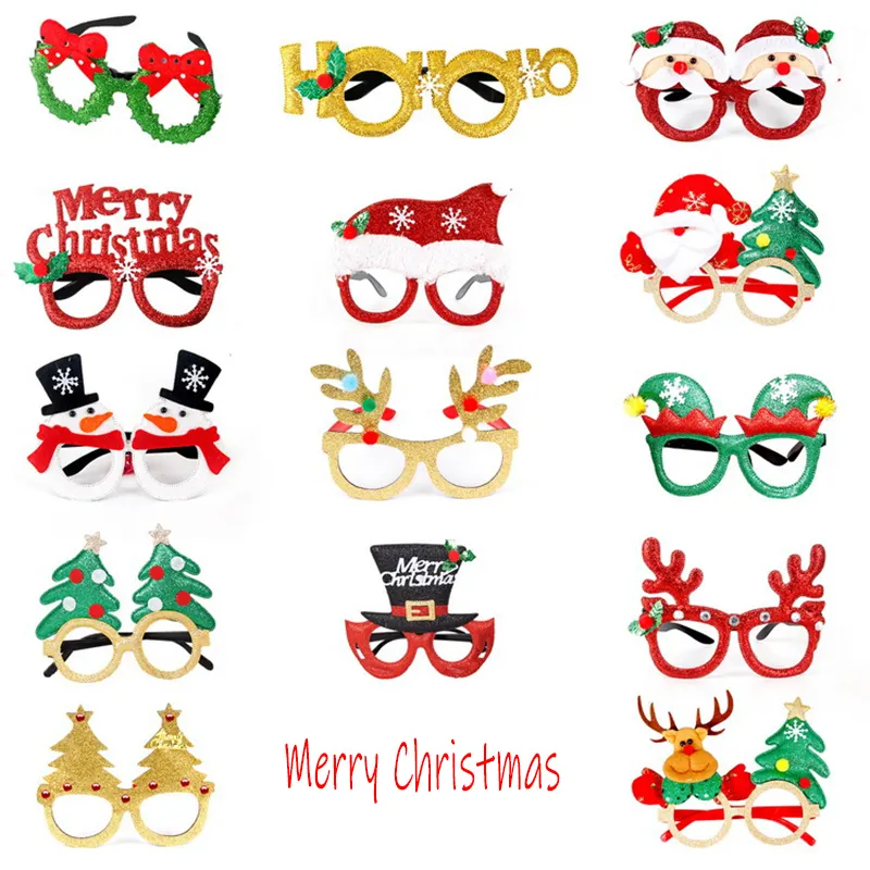 Toptan Amazon sıcak satış noel süslemeleri yetişkin çocuk oyuncakları Santa kardan adam boynuz gözlük noel dekore edilmiş gözlük