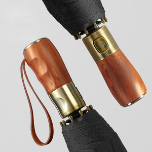 Chất lượng tốt nhất gỗ xử lý thương hiệu sang trọng ba lần tự động tự động mở đóng ô 3 lần - Product Image 2