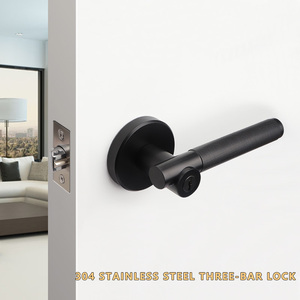 现代公寓隐私门把手锁套装黑金不锈钢时尚木门6588把手 - Product Image 4