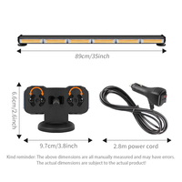 Nouvelle barre lumineuse de signalisation à DEL COB double rangée de 35 pouces, couleur ambre, pour voiture/camion/remorque, clignotante, magnétique, étanche IP65, en aluminium