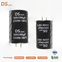 Condensateur électrolytique en aluminium à clipser série DScon CD294 500V 390uF 30*50mm, tolérance 20%, haute température pour applications industrielles