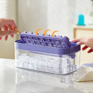 2024 Newest Patent Plastic Summer Press Ice Cube Tray with Storage Box for Making Ice Cube Fast Ice Releasing