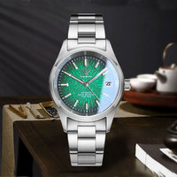 Jam Tangan Tandorio BARU 36mm Field Diving Hijau, Jam Tangan Mekanik Bisnis Pria, Mesin NH35A, Jam Pilot Kecil