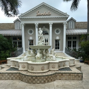 Fontaine d'eau sculptée à la main pour la décoration paysagère des villas et hôtels <span class=keywords><strong>en</strong></span> plein air, fontaine de luxe <span class=keywords><strong>en</strong></span> marbre blanc avec statues - Product Image 1