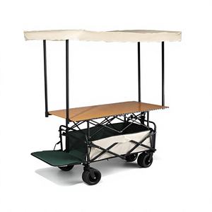 Carrito Plegable de Acero de Gran Capacidad con Toldo Desmontable, Vagoneta Utilitaria para Exteriores, Portátil para Campamentos y Mercados Nocturnos - Product Image 2