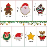 Patch brodé en chenille personnalisé pour Noël, motif 3D Père Noël et sapin, thermocollant, écusson de fête écologique pour vêtements, chapeaux et sacs