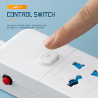 Enchufe Universal SUZHERM CB-206, Diseño de Fila Recta, 2/3/4/5 Posiciones, 2 Puertos USB, 1 Puerto Tipo-C, Interruptor de Control Principal