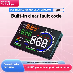 Affichage tête haute A8 OBD <span class=keywords><strong>Mini</strong></span> LED 5,5 pouces Surveillance de la vitesse <span class=keywords><strong>HUD</strong></span> avec alarme de survitesse Compatibilité universelle pour les lecteurs de voiture - Product Image 5