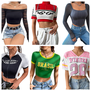 เสื้อยืดคอกลมผู้หญิงหลากหลายสไตล์แบบคละไซส์ ปี 2026 เสื้อผ้ามือสอง Ropa Mujer เสื้อยืดผู้หญิงทรงพอดีตัวคุณภาพสูงพร้อมโลโก้ - Product Image 3