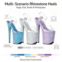 Chaussures de danseuse exotique à talons aiguilles transparents en PVC de 20 cm, plateforme haute, sexy, pour la danse en boîte de nuit, entraînement de pole dance