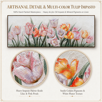 Peintures murales modernes de fleurs de tulipes colorées peintes à la main sur toile, options de taille personnalisée sans cadre pour la décoration du salon