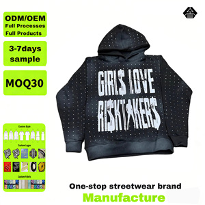 Bekleidungshersteller Maßgeschneiderter Gewaschener Sonnenverblasster Hoodie Schwergewichtiger Übergroßer Reißverschluss-Hoodie mit Strass-Logo für Essentials Hoodie - Product Image 1