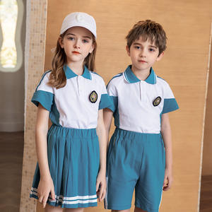 Tenues de maternelle et uniformes d'école primaire de la marque anglaise JM, Nouveautés <span class=keywords><strong>été</strong></span> <span class=keywords><strong>2022</strong></span>, 100% coton, sport, logo personnalisé, pour enfants - Product Image 5