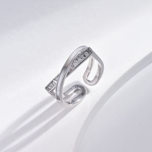 Anillos de plata de ley 925 sencillos y abiertos, joyería fina de lujo, personalizados, chapados en oro, con circonita, para mujer. - Product Image 4