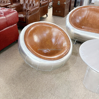 Fauteuil sphérique industriel rétro en aluminium G-Bardon Y8807 - Canapé écologique pour bureau à domicile et salon, idéal pour hôtels ou lofts