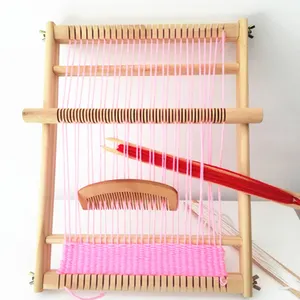 Large Size DIY Hand Knitting Wooden Loom Toys Children Weaving Machine Intellectual Development Loom Toys(Random Color of Wool)