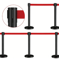 Barrière de contrôle de foule en acier inoxydable noir avec poteau de guidage et ceinture rétractable pour centre commercial, banque, aéroport, hôtel, événement 2m 3m