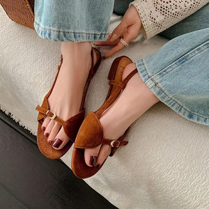 Sandalias Planas de Estilo Bohemio con Punta Abierta para Mujer, Ligeras, Antideslizantes, Casuales de Verano, para Vacaciones en la Playa - Product Image 2
