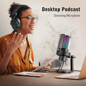 Microphone à condensateur USB <span class=keywords><strong>FIFINE</strong></span> AmpliGame <span class=keywords><strong>A8</strong></span> Plus, 4 directeurs polaires, micro de bureau RGB pour gaming avec prise casque - Product Image 6
