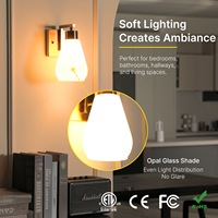 Lampu Dinding Logam Emas Vintage dengan Bohlam LED, Bodi Kaca Putih, Cocok untuk Villa, Ruang Tamu, Kamar Mandi, Kamar Tidur, Lampu Dinding Hias, Bersertifikasi ETL