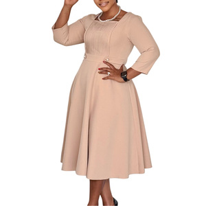 Robes d'église tendance, robes décontractées élégantes <span class=keywords><strong>pour</strong></span> femmes, manches longues, col carré, plissées, <span class=keywords><strong>robe</strong></span> de bureau <span class=keywords><strong>pour</strong></span> femme, robes africaines <span class=keywords><strong>pour</strong></span> femmes - Product Image 5
