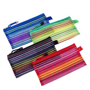 Hot Sale Durable Colorful Polyester Transparent Mesh Zipper Pouch Non-Deformation A6 Document Bag Zipper <b>File</b> Bag Office <b>Files</b> - Product Image 1