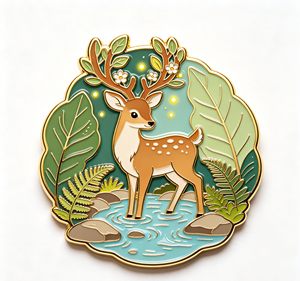 Custom Deer Lapel <b>Pin</b> Enamel Metal Brooch Silver Plated Round <b>Badge</b> for Clothing Gift Collection - Product Image 1