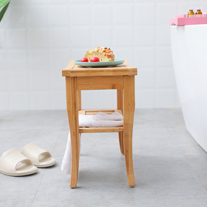 Bamboo <b>Bathroom</b> <b>Stool</b> 48x24.7x25cm Waterproof Anti Slip Shower Bench For Home Use - Product Image 4