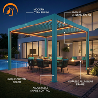 Pergola bioclimatique de luxe motorisée, imperméable, en acier thermolaqué, avec toit à lamelles, écologique, facile à assembler pour balcon