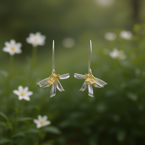 Pendientes Lilya con Forma de Flor, Plata 925, Cristal de Dos Tonos, con Pedrería, para Mujer, Románticos, para Uso Diario - Product Image 2