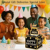 Boîtes cadeaux pour l'argent d'anniversaire de maman, boîte à argent noire et dorée pour maman
