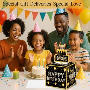 Cajas de <span class=keywords><strong>Regalo</strong></span> para Dinero de <span class=keywords><strong>Cumpleaños</strong></span> para Mamá, Caja Negra y Dorada para Extraer Dinero en Efectivo - Product Image 5